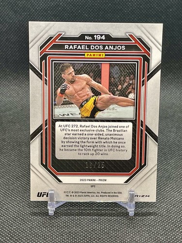 2022 Panini UFC Prizm Rafael Dos Anjos Vertical Mojo Prizm #16/25 SSP RARE - Picture 3 of 3