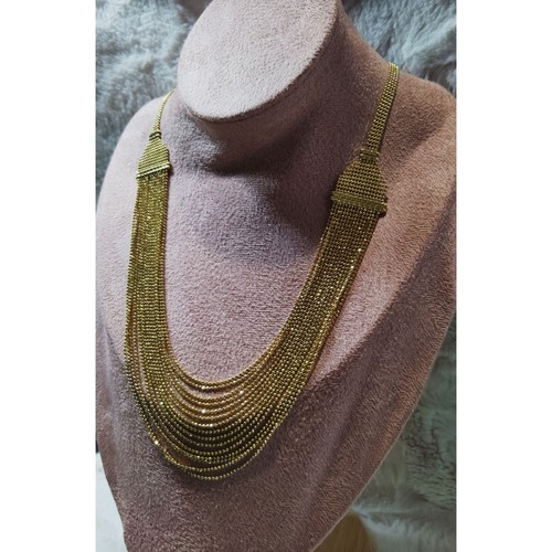 Vintage 18k Solid Yellow Gold Multi Row Statement Necklace 32.6g Turkey - Picture 5 of 11