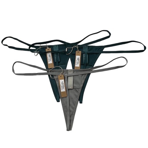 SKIMS Fits Everybody Micro Thongs Set of 3 Teal Grey Womens 3X - Picture 6 of 13