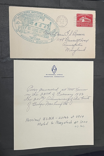 1932 GEORGE WASHINGTON ZWEIHUNDERTJAHRFEIER BRIEF + BRIEF MARINEAKADEMIE ANNAPOLIS MD!!