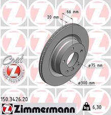 2x ZIMMERMANN 150.3426.20 Bremsscheibe für BMW