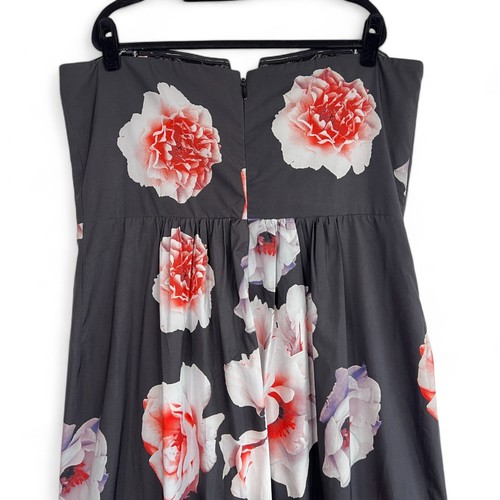 CITY CHIC Strapless Midi Event Dress Womens Plus Size M 18 Grey Pink Floral - Picture 5 of 13