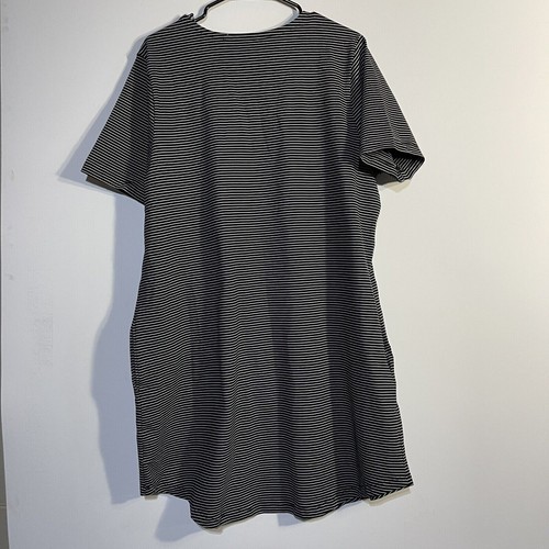BLACK & WHITE STRIPE T-SHIRT DRESS SHORT SLEEVE TERRA and SKY 0X 14W - Picture 11 of 12
