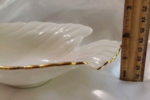 Lenox Dove Collection Open Candy Dish Bowl Gold Trim 8" x 4.75" x 2.5" USA VGC - Picture 10 of 11