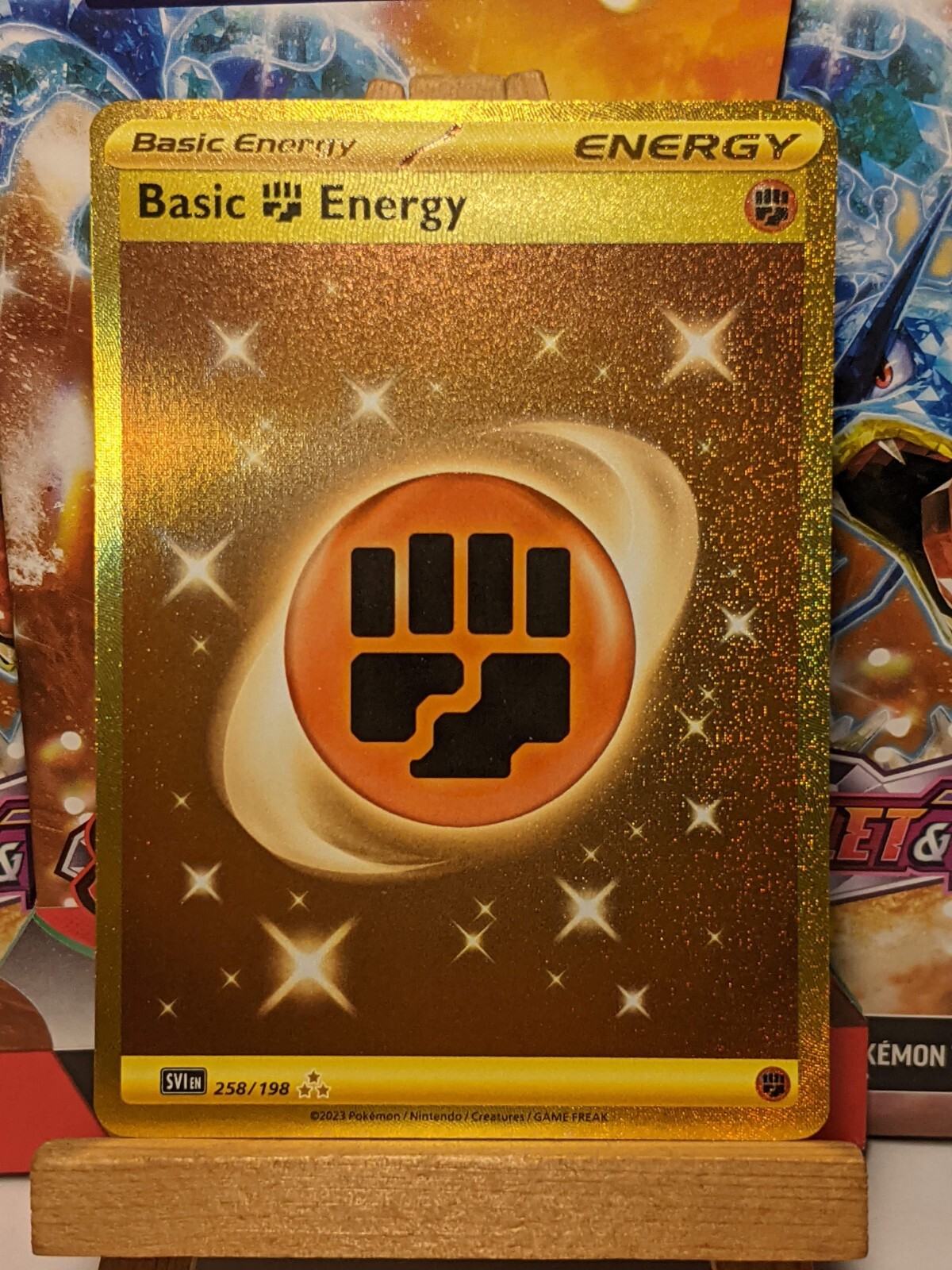258 198 pokemon card Basic Fighting Energy 2023 Scarlet & Violet #258/198 Hyper Rare (Secret)  Price Guide