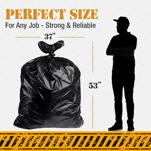 Extra Heavy Duty Black Contractor Garbage Bags 55 Gallon, 50 Trash Bags, Cons... - Picture 6 of 9