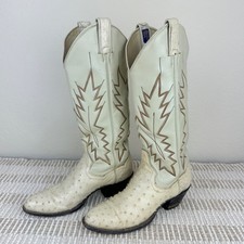 Panhandle Slim Cream Ostrich Cowboy Boots Bridal Boho Womens 5.5 B