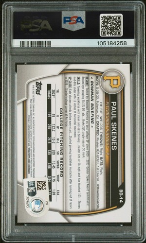 Graded 2023 Topps Bowman Draft Paul Skenes #BD14 RC Baseball Card PSA 10 Auto - Picture 2 of 2