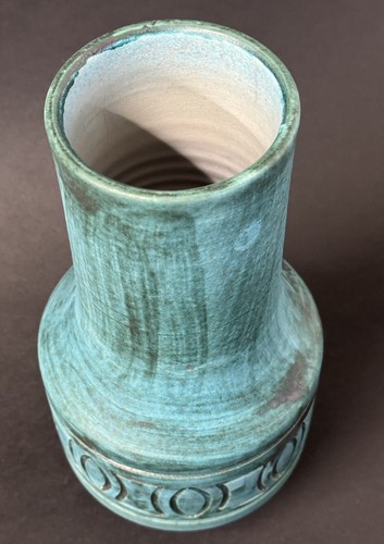 Vintage Rosenthal Netter Alvino Bagni Turquoise Blue Pottery Vase MCM 12” - Picture 3 of 17