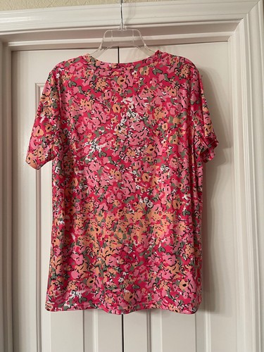Multicolor Wildflower Floral Graphic Short Sleeve Shirt – Women’s Plus Size XL - Picture 2 of 2