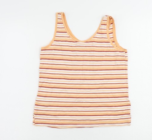 NEXT Womens Orange Striped Cotton Basic Tank Size 6 Scoop Neck - Picture 2 of 10