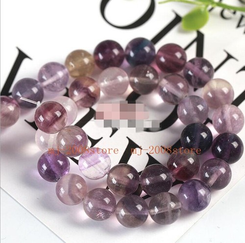 10/12mm Natural Purple Fluorite Quartz Crystal Gems Round Loose Beads 15'' j4 - Picture 1 of 2