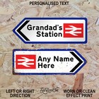 Personalised Train Arrow Metal Sign (Rail Logo) - Worn/Clean Look Left/Right