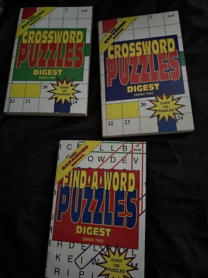 3 Assorted Expanded Edition CROSSWORD PUZZLES Digests & FIND A WORD Series 1 & 2