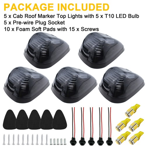 5Pcs Smoke Lens Amber LED Cab Roof Marker Lights For Ford F-250 F-350 Super Duty - Picture 10 of 15