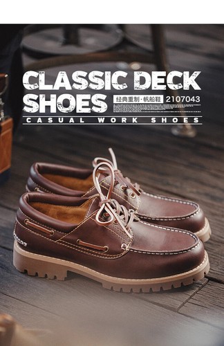 Men's Fashion Retro Low-top British Style Work Shoes Casual Leather Boat Boots - Picture 17 of 18