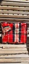 Vintage Leisure Blanket Red Plaid Wool Tartan Throw Stadium 50x60 Fringe