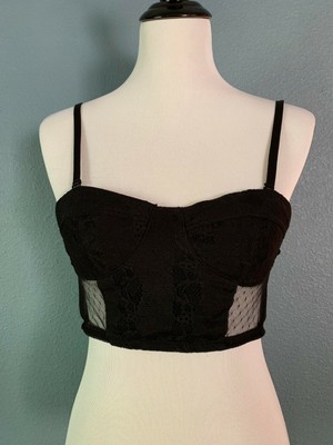 L RRP £24 Black Urban Outfitters Kimchi Blue Loretta Hook-and-Eye Bralette