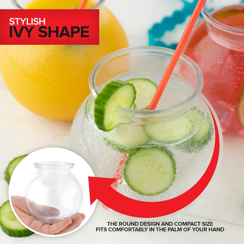 Pequeños cuencos redondos de plástico para fiestas (paquete de 6) mini cuenco transparente de 16 OZ, - Imagen 4 de 7