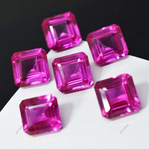 NATURAL Pink Square 50.10 Ct 6 Pcs Sapphire Shape CERTIFIED Gemstone LOT - Bild 3 von 14