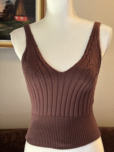 ZARA Sleeveless Brown Knitting Top Size Medium - Picture 2 of 6