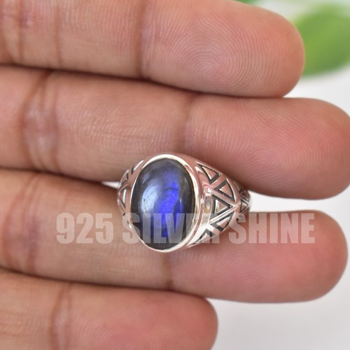 LABRADORITE NATURAL GEMSTONE 925 STERLING SILVER HANDMADE JEWELRY RING 3 TO 12 - Picture 7 of 10