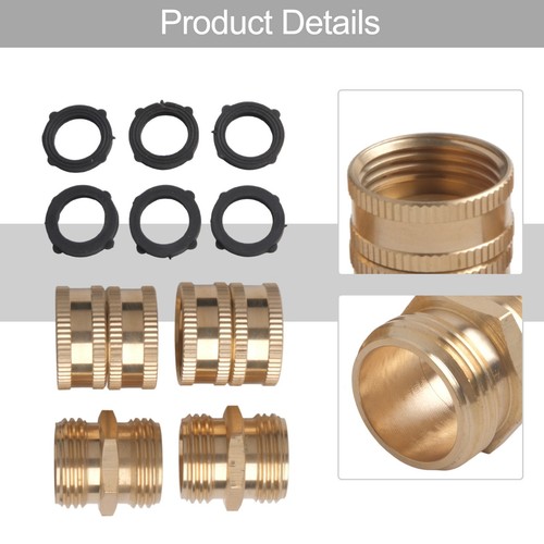 US Garden Hose Adapter Male to Male Female to Female 3/4 Inch Brass 4 Pack