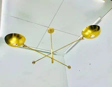 2 Lights Pendant Mid Century Modern Antique Brass Sputnik chandelier light