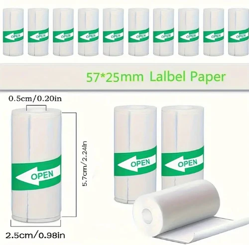 Thermal Paper Sticker Roll Self-adhesive For Mini Printer 57x25mm Self-Adhesive