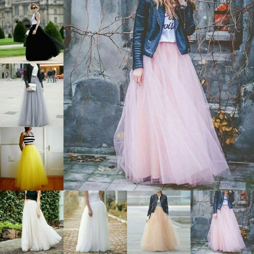 5 Layer Tulle Long Skirt Tutu Women Maxi Wedding Skirts Party Prom Underskirt 11 - Picture 5 of 39