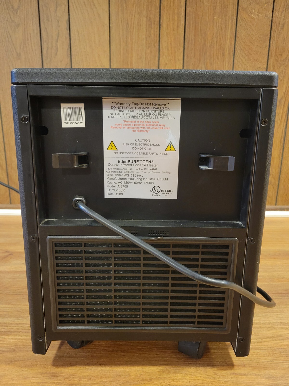 EdenPURE GEN4 1500 Watt Quartz Infrared Portable Heater With Remote