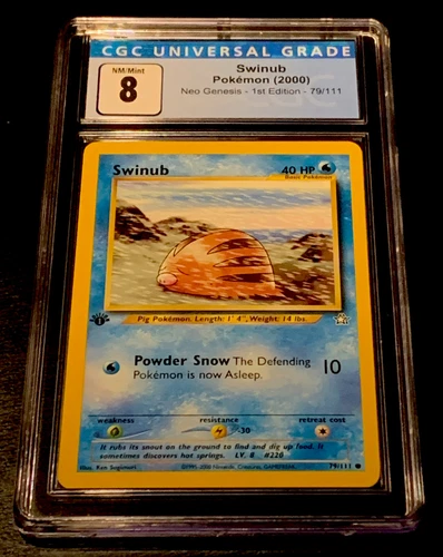 2000 Pokemon Neo Genesis 1st Edition Swinub #79 CGC 8 NM/MINT Freshly Graded!