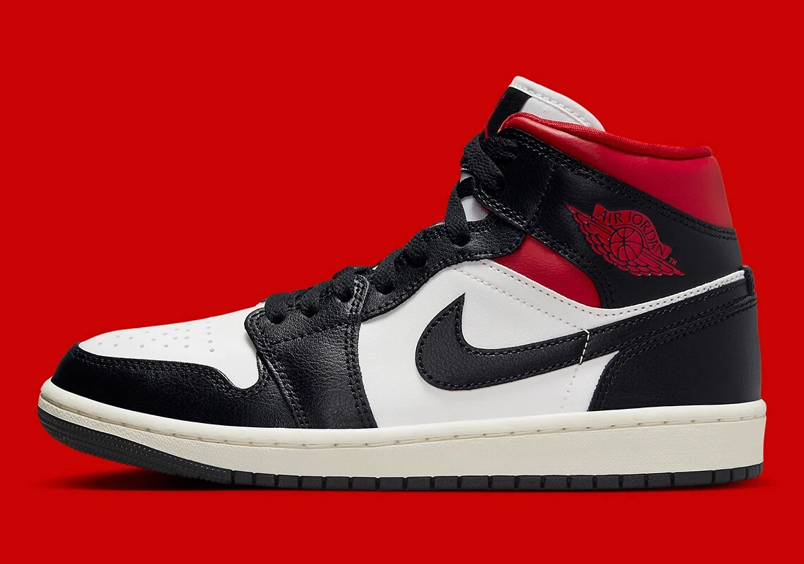 Nike Air Jordan 1 Mid White Black Red Panda Sneakers BQ6472-061
