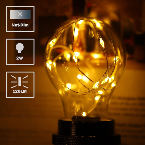 Decorative Light Bulb, 2W LED Fairy Light Bulbs, 15W Equivalent Cute Light Bulbs - Picture 4 of 7