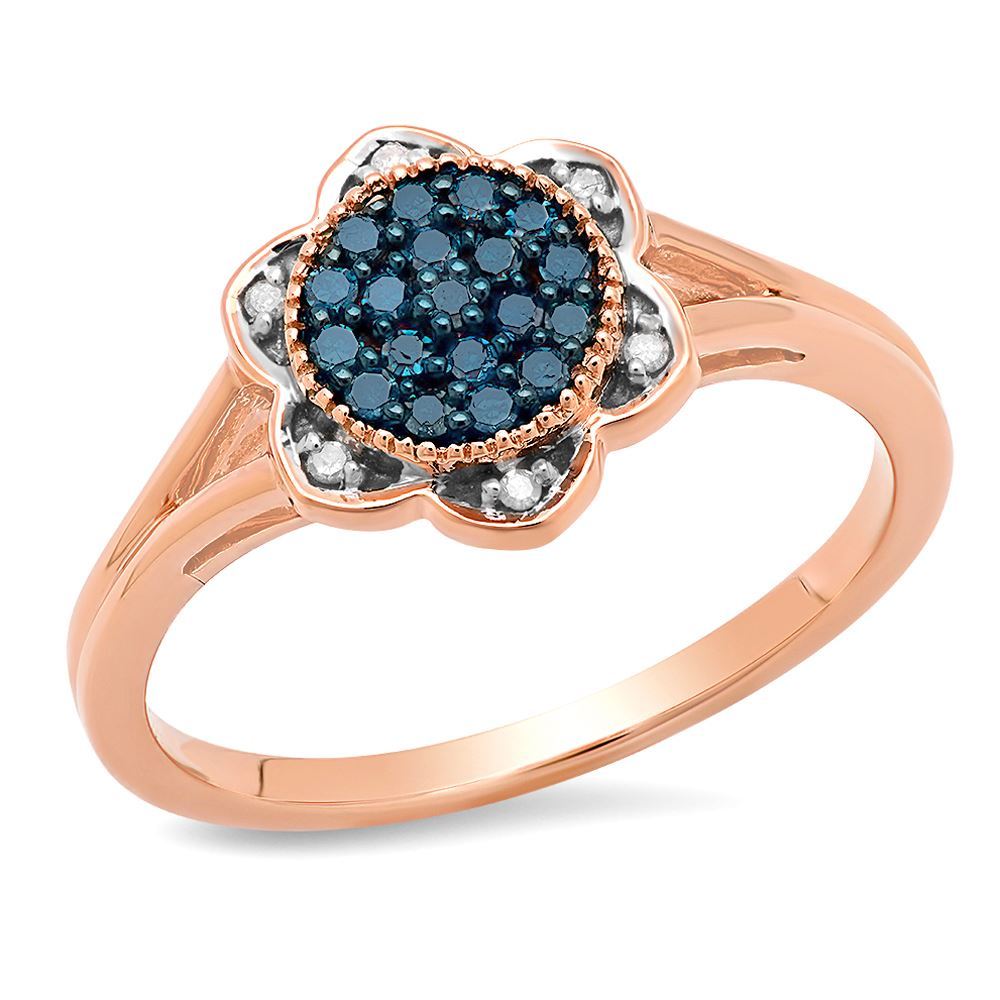 0.20 ct 10 ct pink gold Round bluee & Diamond Ladies Engagement Ring 1 5 CT 0.20 ct 10 ct pink gold Round bluee & Diamond Ladies Engagement Ring 1 5 CT
