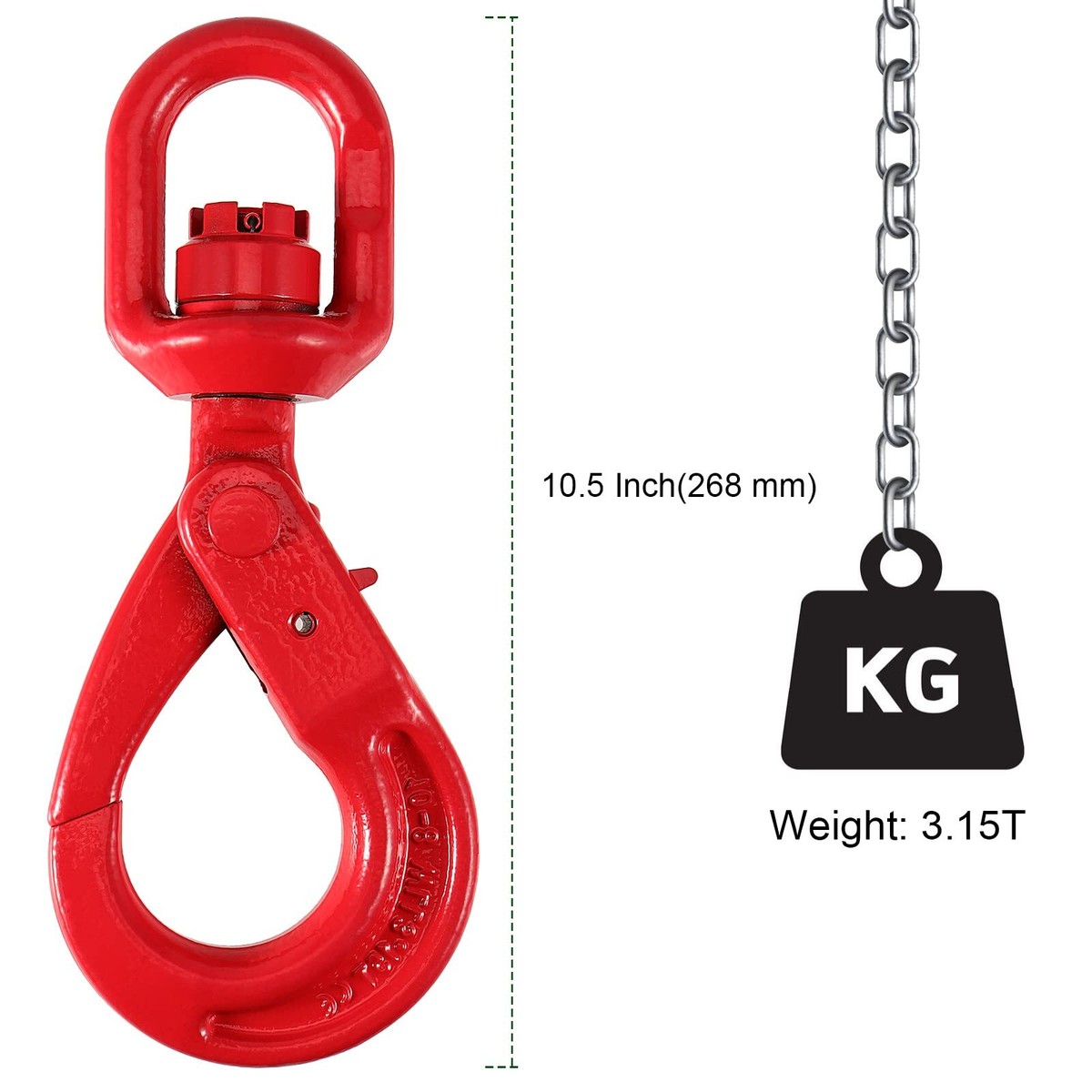 3/8 Inch Swivel Self-Locking Hook Grade 80 Forged Alloy Steel 6945