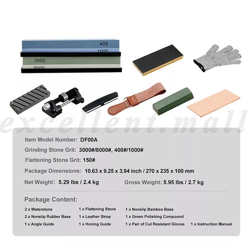 Whetstone Sharpener Stone Set 4 Side Grit 400/1000 3000/8000 Knife Sharpening - Picture 2 of 12