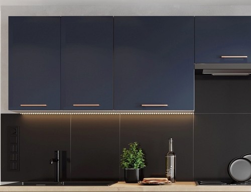 Kitchen Wall Cabinet 800mm Unit Navy Dark Blue Cupboard Copper Soft Close Nora - Picture 8 of 18
