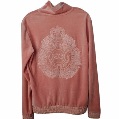 Escada Sport Track Jacket Pink Velour Medium Logo Beaded Vtg Y2K Zip