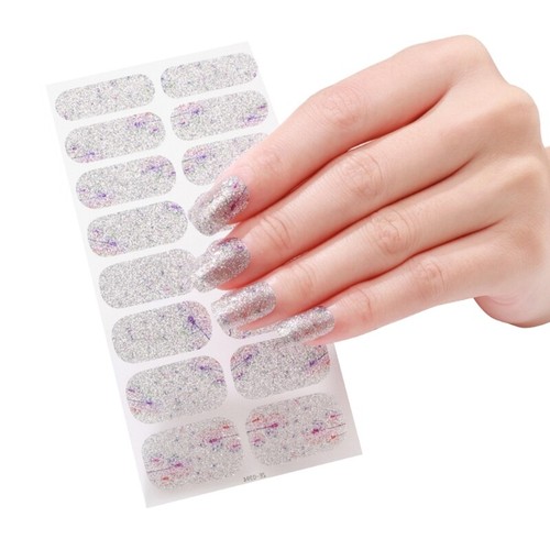 Self Adhesive Semi Cured Gel Nail Stickers Set for UV Lamp Need Full Nail Wraps - Bild 14 von 24