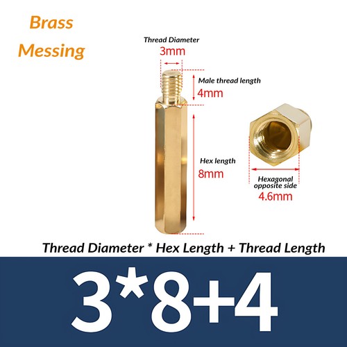 M2 M2.5 M3 M4M5 Male to Female Standoff PCB Threaded Spacers Hex Hexagonal Brass - Picture 71 of 147