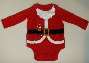 NWT-Infant-Boys-SANTA-CLAUS-Christmas-Bodysuit-0-3-3-6-Months-Red