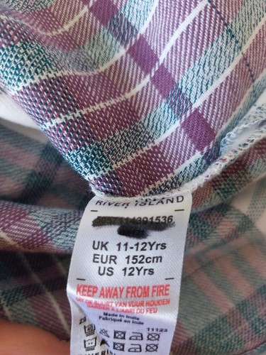 River Island Girls Check Cotton Shirt 11-12 Years - Picture 12 of 16
