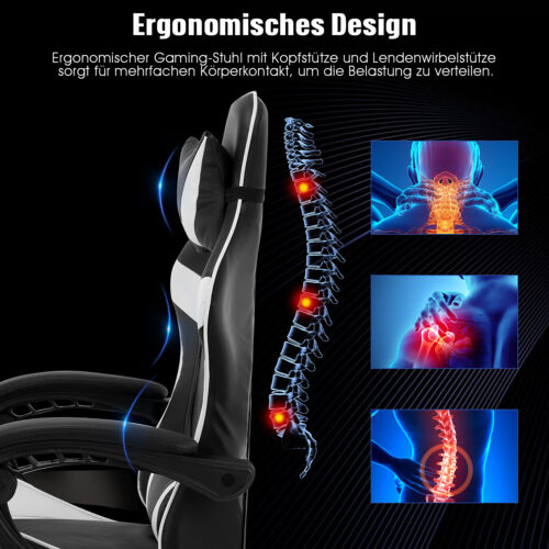 Massage Gaming Stuhl Schreibtischstuhl Drehstuhl Chefsessel Bürostuhl Uxalxfjovb - Bild 8 von 16
