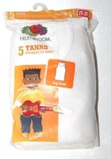 Fruit of the Loom Toddler Boys' White 5-Pack Tanks 2T-3T/4T-5T