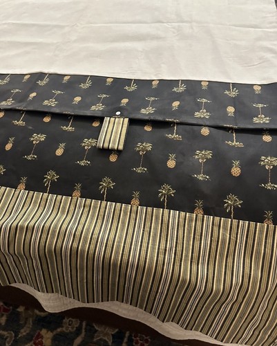 Waverly Vintage Set Of 3 Pineapple Palm Tree Curtain Panels Tab Top Lined 49x82” - Picture 10 of 11