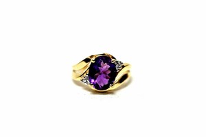 4Ct-Oval-Cut-Amethyst-amp-Diamond-Women-039-s-Engagement-Ring-14K-Yellow-Gold-Finish
