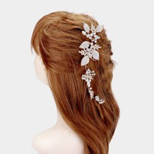Crystal Rhinestone Hair Comb Wedding Bridal Cocktail Long Leaf Berry Flower Pin