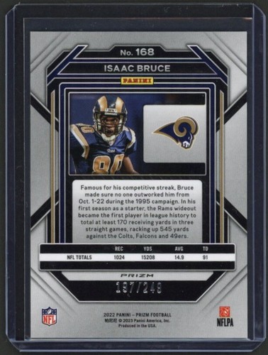 ISAAC BRUCE 2022 Panini Prizm Football Rams SP Orange Prizm #/249 - Picture 2 of 3
