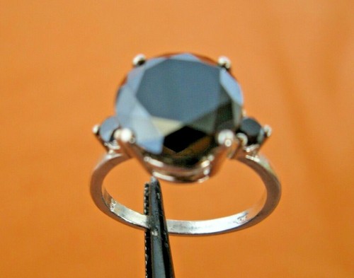 ANILLO DE DIAMANTES NEGROS REALES 3,47ctw *3 días* probador de diamantes gratis, certificado, talla 5 - Imagen 5 de 12